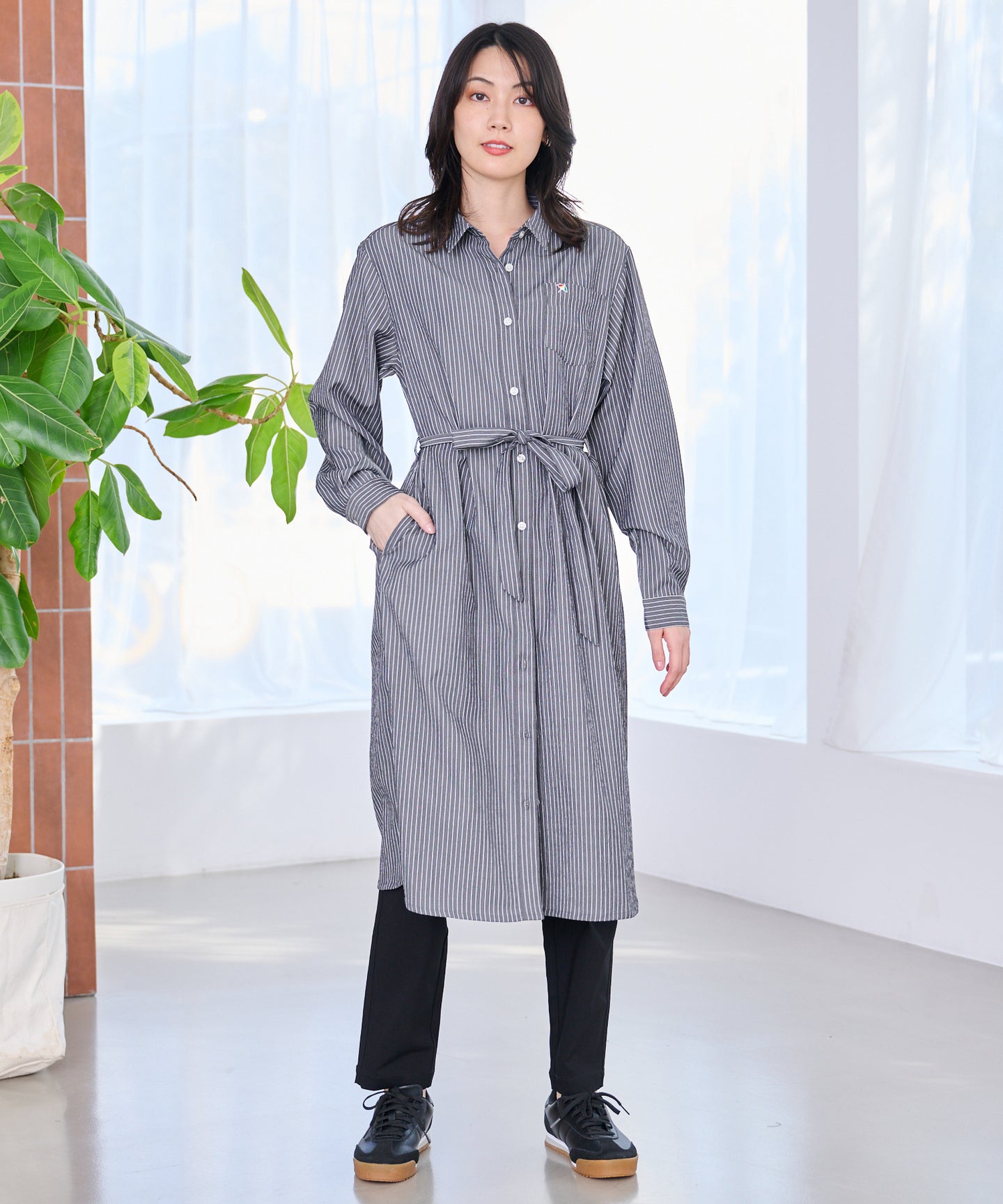 Arnold Palmer イージーケア ストライプ シャツワンピース